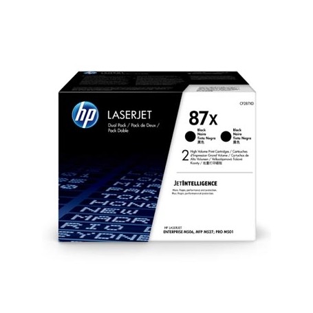 HP originální toner CF287XD, black, 2*18000str., HP 87X, HP LaserJet Enterprise M506dh,dn,n,x, M501n, Dual pack, 2*2,7 kg