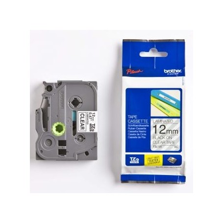 Brother originální páska do tiskárny štítků, Brother, TZE-131, černý tisk/průsvitný podklad, laminovaná, 8m, 12mm