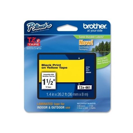 Brother originální páska do tiskárny štítků, Brother, TZE-661, černý tisk/žlutý podklad, laminovaná, 8m, 36mm