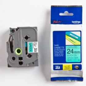 Brother originální páska do tiskárny štítků, Brother, TZE-751, černý tisk/zelený podklad, laminovaná, 8m, 24mm