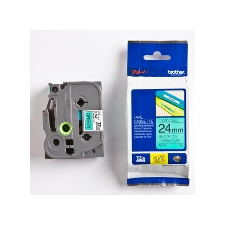 Brother originální páska do tiskárny štítků, Brother, TZE-751, černý tisk/zelený podklad, laminovaná, 8m, 24mm