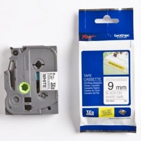 Brother originální páska do tiskárny štítků, Brother, TZE-S221, černý tisk/bílý podklad, laminovaná, 8m, 9mm, extrémně adhezivní