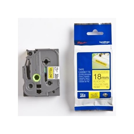 Brother originální páska do tiskárny štítků, Brother, TZE-S641, černý tisk/žlutý podklad, laminovaná, 8m, 18mm, extrémně adheziv