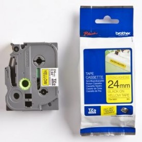 Brother originální páska do tiskárny štítků, Brother, TZE-S651, černý tisk/žlutý podklad, laminovaná, 8m, 24mm, extrémně adheziv