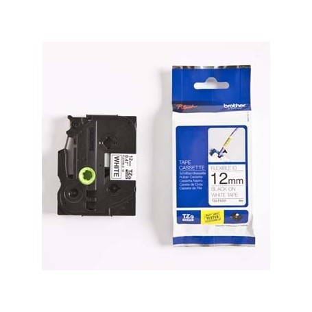 Brother originální páska do tiskárny štítků, Brother, TZE-FX231, černý tisk/bílý podklad, laminovaná, 8m, 12mm, flexibilní