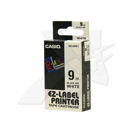 Casio originální páska do tiskárny štítků, Casio, XR-9WE1, černý tisk/bílý podklad, nelaminovaná, 8m, 9mm