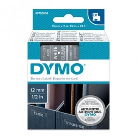 Dymo originální páska do tiskárny štítků, Dymo, 45020, S0720600, bílý tisk/transparentní podklad, 7m, 12mm, D1