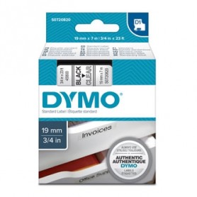 Dymo originální páska do tiskárny štítků, Dymo, 45800, S0720820, černý tisk/průhledný podklad, 7m, 19mm, D1