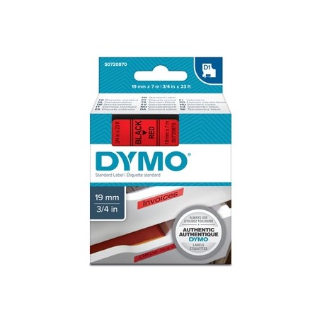Dymo originální páska do tiskárny štítků, Dymo, 45807, S0720870, černý tisk/červený podklad, 7m, 19mm, D1