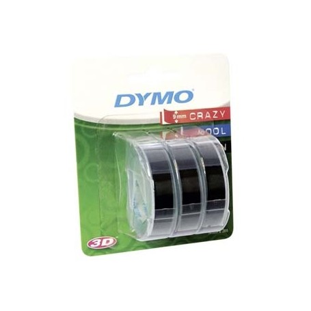 Dymo originální páska do tiskárny štítků, Dymo, S0847730, černý podklad, 3m, 9mm, 3D, 1 blistr/3 ks