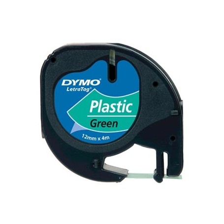 Dymo originální páska do tiskárny štítků, Dymo, 91204, S0721640, černý tisk/zelený podklad, 4m, 12mm, LetraTag plastová páska