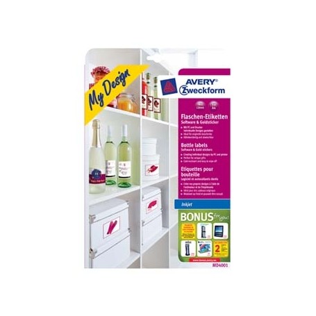 Avery Zweckform, samolepicí etikety, na láhve, A4, 90x120mm, 5 listů, pro inkoustové tiskárny, O