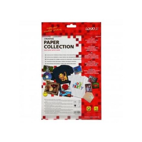 Logo, zažehlovací papír, pro tmavá trička, bílý, A4, 5 listů, pro inkoustové tiskárny, L