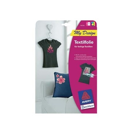 Avery Zweckform, zažehlovací papír, pro tmavá trička, bílý, A4, 4 listy, pro inkoustové tiskárny, O