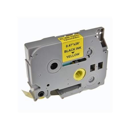 G&G kompatibilní páska do tiskárny štítků, pro Brother, TZE-631, černý tisk/žlutý podklad, laminovaná, 8m, 12mm