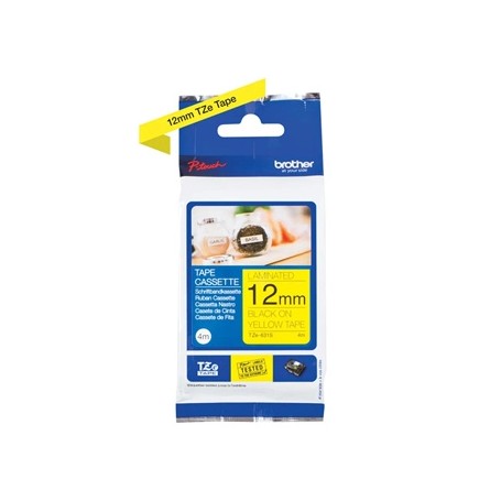 Brother originální páska do tiskárny štítků, Brother, TZE-631S, černý tisk/žlutý podklad, laminovaná, 4m, 12mm