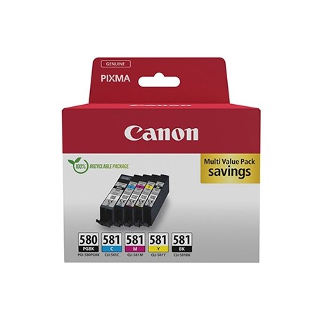 Canon originální ink PGI-580 PGBK/CLI-581 CMYK, 2078C008, CMYK, blistr s ochranou, 1*11.2 + 4*5.6ml, 5-pack