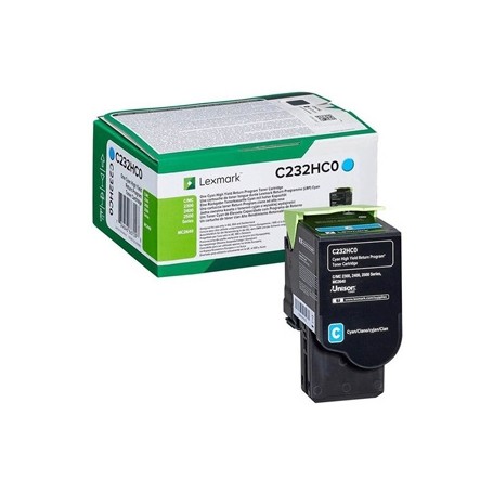 Lexmark originální toner C232HC0, cyan, 2300str., high capacity, return