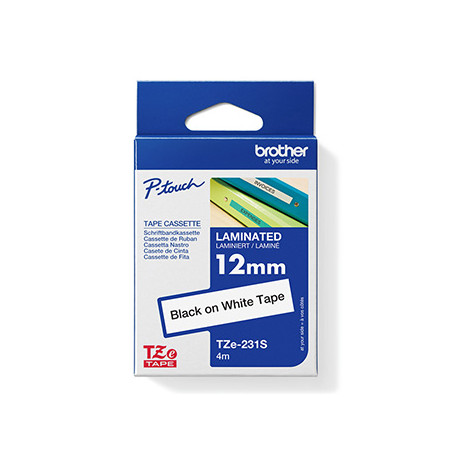 Brother originální páska do tiskárny štítků, Brother, TZE-231S, černý tisk/bílý podklad, laminovaná, 4m, 12mm